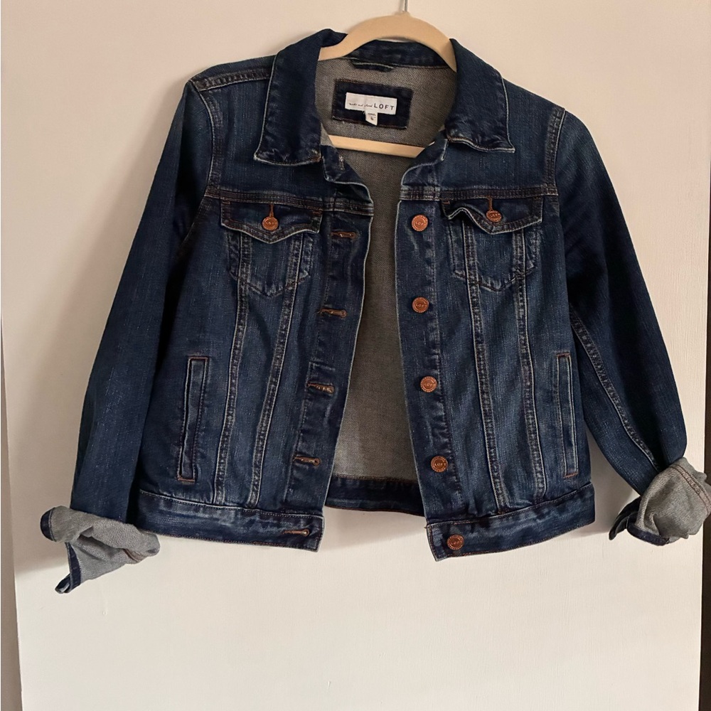 LOFT Dark Blue Denim Jacket with Copper Buttons